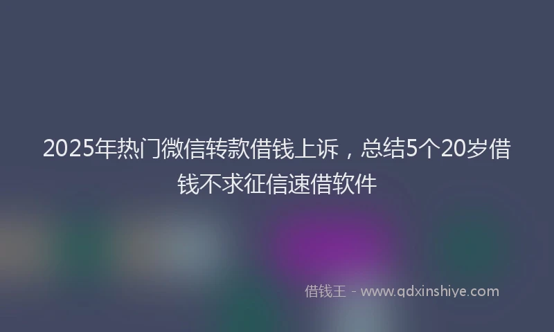 2025年热门微信转款借钱上诉，总结5个20岁借钱不求征信速借软件