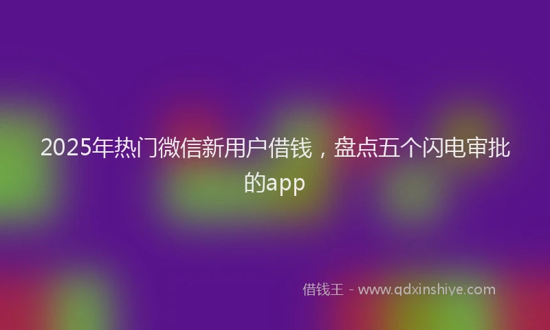 2025年热门微信新用户借钱，盘点五个闪电审批的app