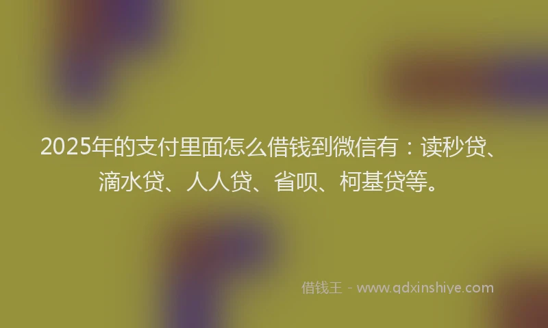 2025年的支付里面怎么借钱到微信有：读秒贷、滴水贷、人人贷、省呗、柯基贷等。