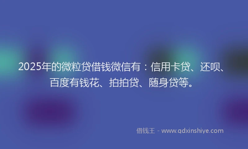 2025年的微粒贷借钱微信有：信用卡贷、还呗、百度有钱花、拍拍贷、随身贷等。