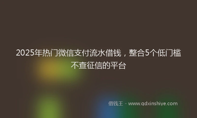 2025年热门微信支付流水借钱，整合5个低门槛不查征信的平台