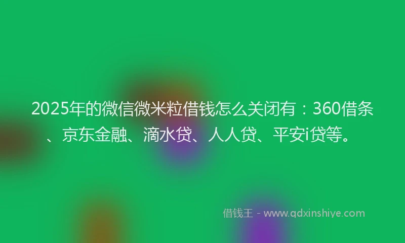 2025年的微信微米粒借钱怎么关闭有：360借条、京东金融、滴水贷、人人贷、平安i贷等。