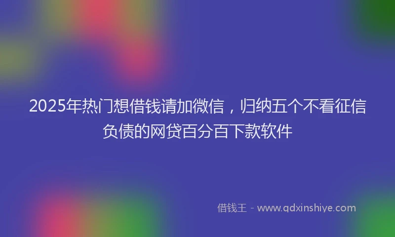 2025年热门想借钱请加微信，归纳五个不看征信负债的网贷百分百下款软件