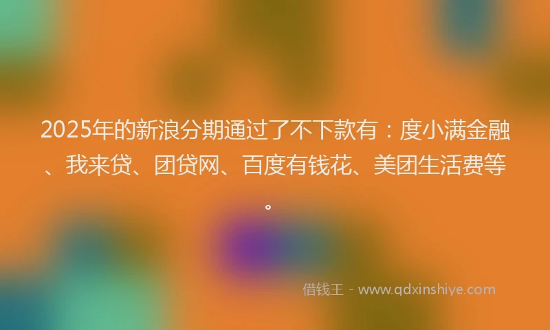 2025年的新浪分期通过了不下款有：度小满金融、我来贷、团贷网、百度有钱花、美团生活费等。