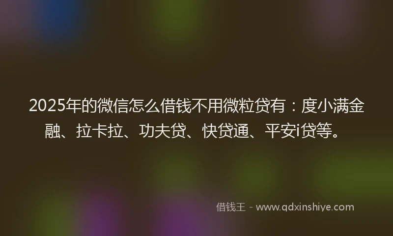 2025年的微信怎么借钱不用微粒贷有：度小满金融、拉卡拉、功夫贷、快贷通、平安i贷等。