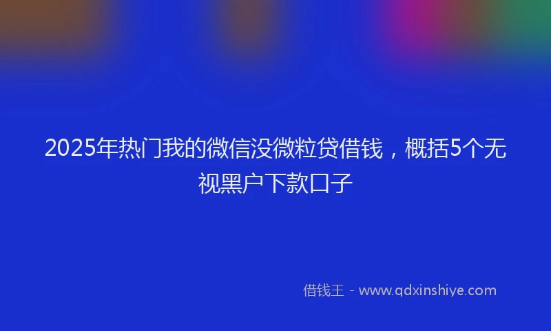 2025年热门我的微信没微粒贷借钱，概括5个无视黑户下款口子