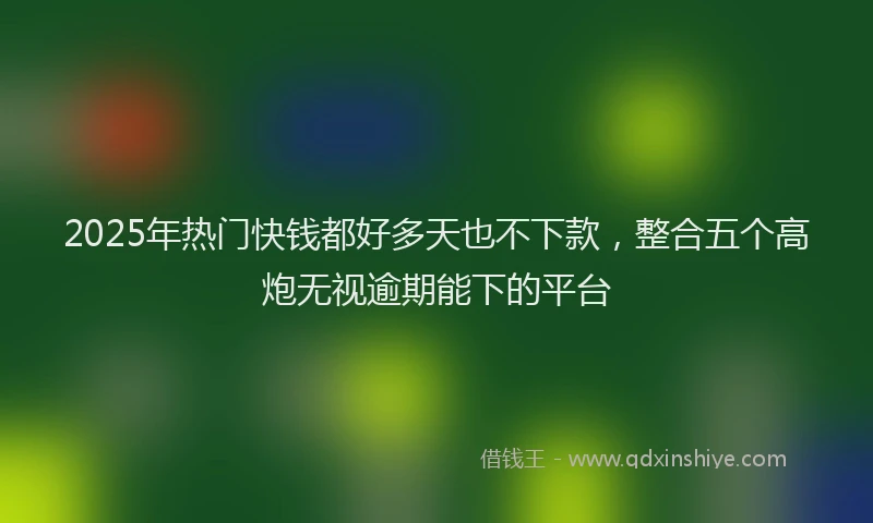 2025年热门快钱都好多天也不下款，整合五个高炮无视逾期能下的平台