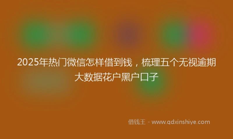 2025年热门微信怎样借到钱，梳理五个无视逾期大数据花户黑户口子