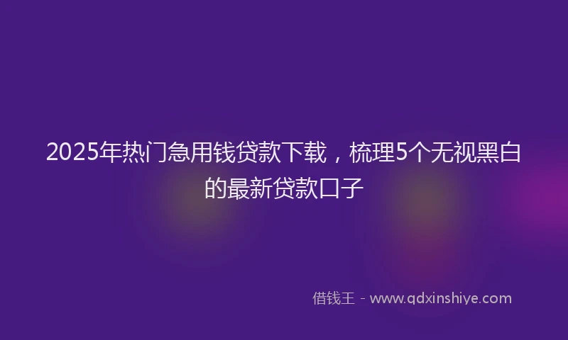 2025年热门急用钱贷款下载，梳理5个无视黑白的最新贷款口子