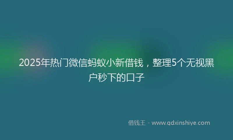 2025年热门微信蚂蚁小新借钱，整理5个无视黑户秒下的口子