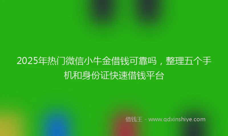 2025年热门微信小牛金借钱可靠吗，整理五个手机和身份证快速借钱平台