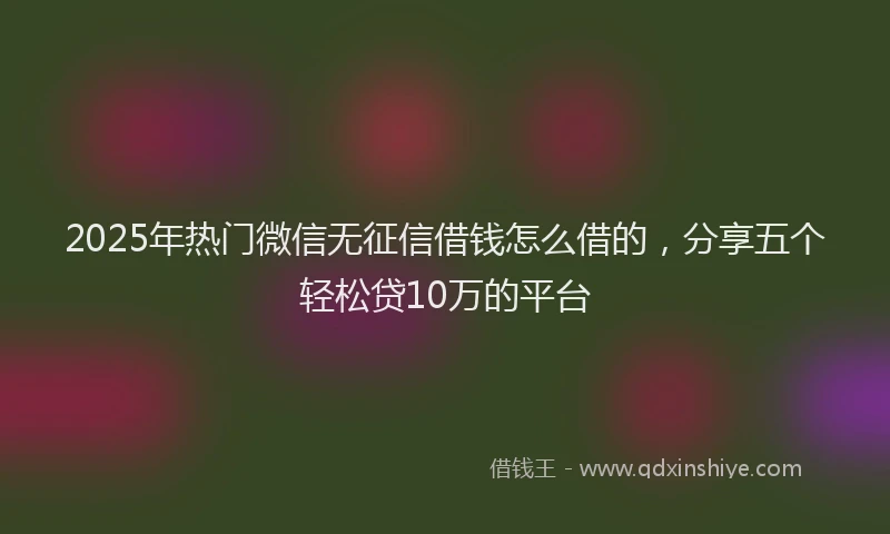 2025年热门微信无征信借钱怎么借的，分享五个轻松贷10万的平台