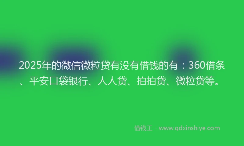 2025年的微信微粒贷有没有借钱的有：360借条、平安口袋银行、人人贷、拍拍贷、微粒贷等。