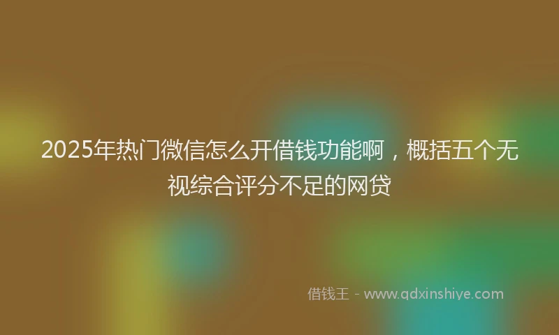 2025年热门微信怎么开借钱功能啊，概括五个无视综合评分不足的网贷