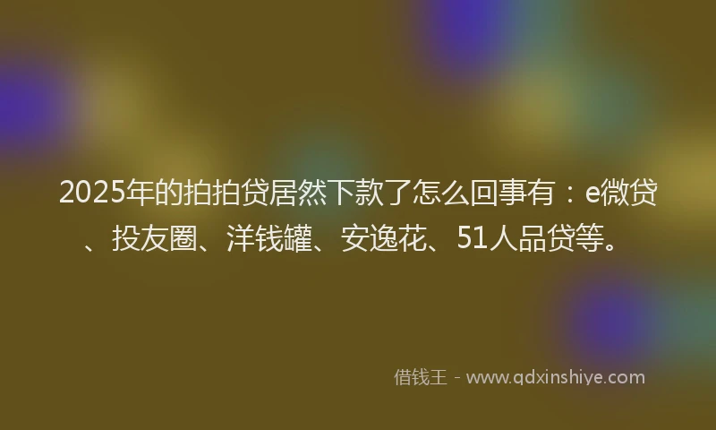 2025年的拍拍贷居然下款了怎么回事有：e微贷、投友圈、洋钱罐、安逸花、51人品贷等。