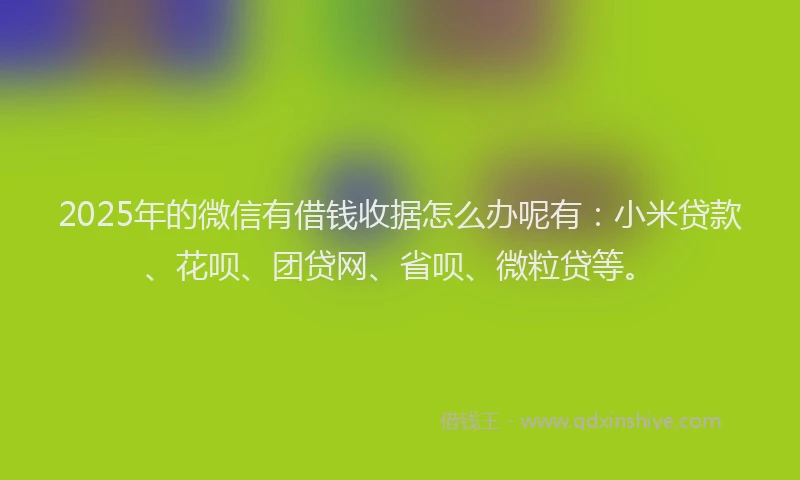 2025年的微信有借钱收据怎么办呢有：小米贷款、花呗、团贷网、省呗、微粒贷等。