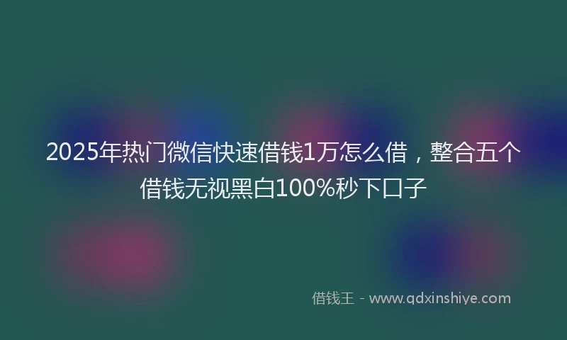 2025年热门微信快速借钱1万怎么借，整合五个借钱无视黑白100%秒下口子