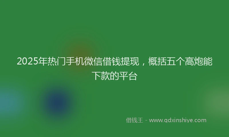 2025年热门手机微信借钱提现，概括五个高炮能下款的平台