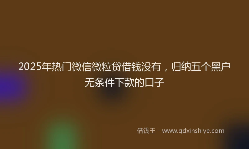 2025年热门微信微粒贷借钱没有，归纳五个黑户无条件下款的口子