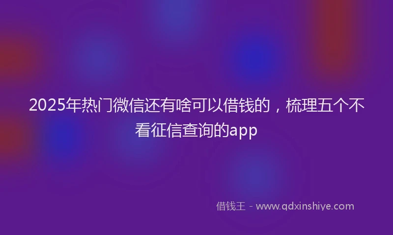 2025年热门微信还有啥可以借钱的，梳理五个不看征信查询的app