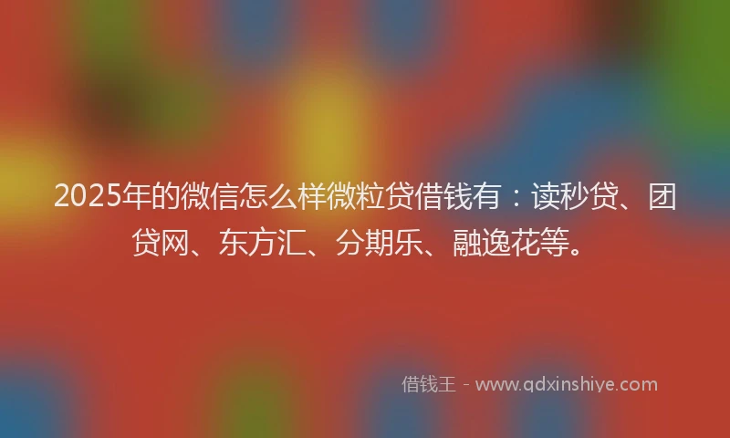 2025年的微信怎么样微粒贷借钱有：读秒贷、团贷网、东方汇、分期乐、融逸花等。