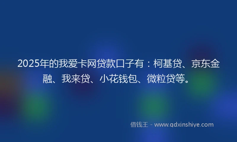 2025年的我爱卡网贷款口子有：柯基贷、京东金融、我来贷、小花钱包、微粒贷等。