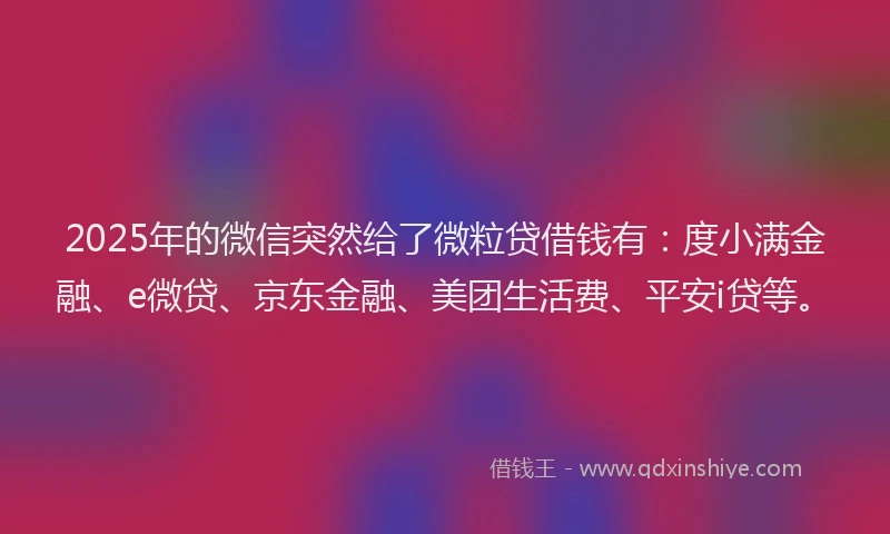 2025年的微信突然给了微粒贷借钱有：度小满金融、e微贷、京东金融、美团生活费、平安i贷等。