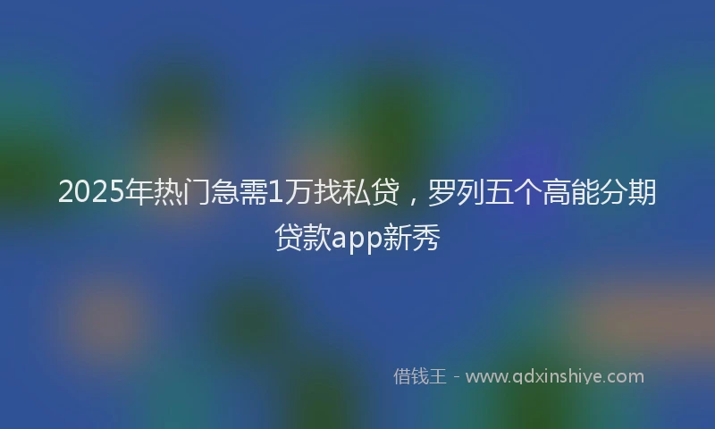 2025年热门急需1万找私贷，罗列五个高能分期贷款app新秀