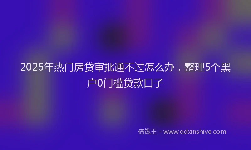 2025年热门房贷审批通不过怎么办，整理5个黑户0门槛贷款口子