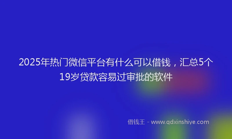 2025年热门微信平台有什么可以借钱，汇总5个19岁贷款容易过审批的软件