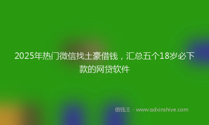 2025年热门微信找土豪借钱，汇总五个18岁必下款的网贷软件
