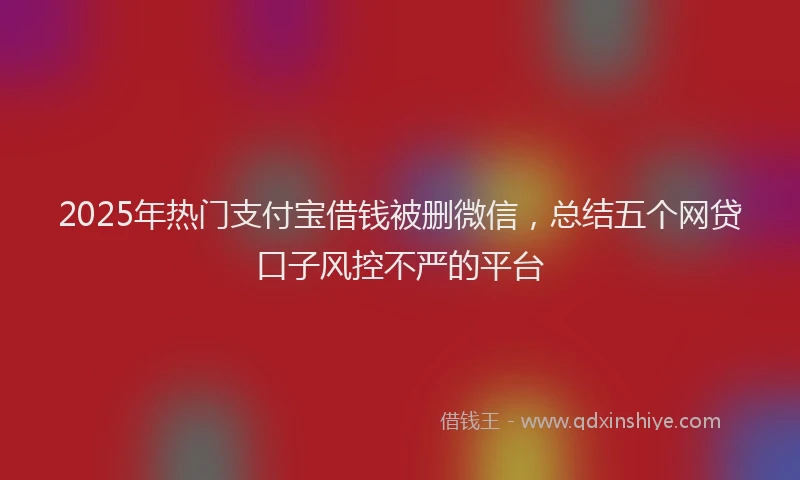 2025年热门支付宝借钱被删微信，总结五个网贷口子风控不严的平台