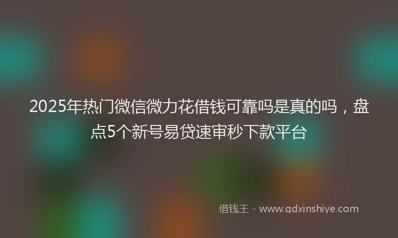 2025年热门微信微力花借钱可靠吗是真的吗，盘点5个新号易贷速审秒下款平台