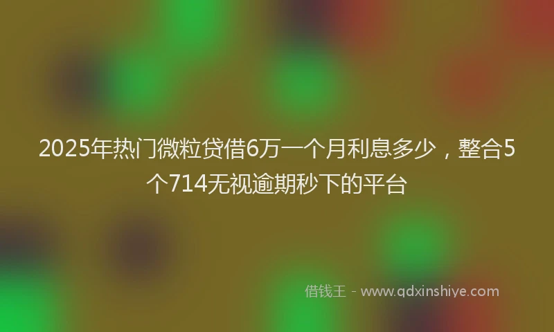 2025年热门微粒贷借6万一个月利息多少，整合5个714无视逾期秒下的平台