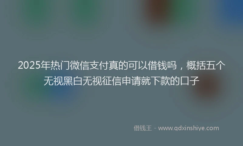 2025年热门微信支付真的可以借钱吗，概括五个无视黑白无视征信申请就下款的口子