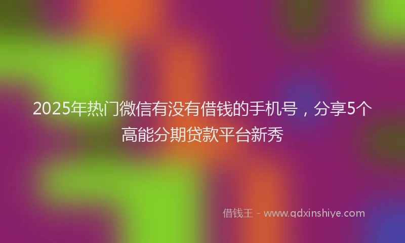2025年热门微信有没有借钱的手机号，分享5个高能分期贷款平台新秀