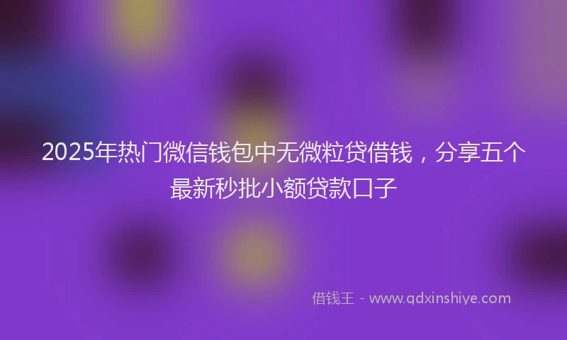 2025年热门微信钱包中无微粒贷借钱，分享五个最新秒批小额贷款口子