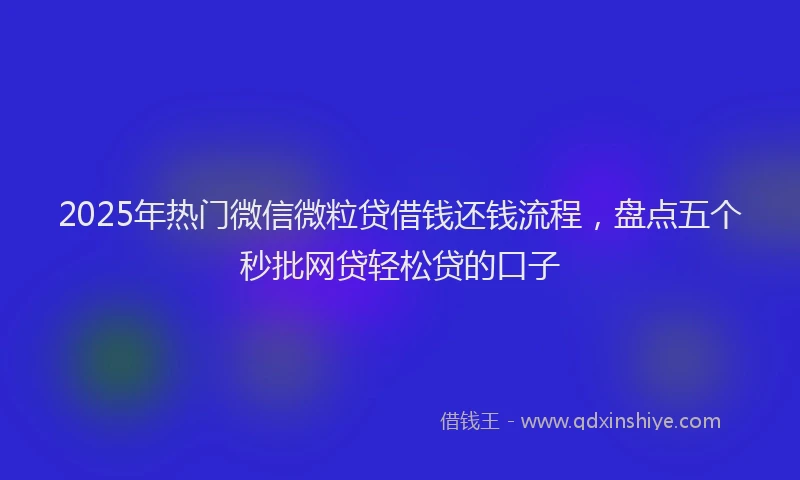 2025年热门微信微粒贷借钱还钱流程，盘点五个秒批网贷轻松贷的口子