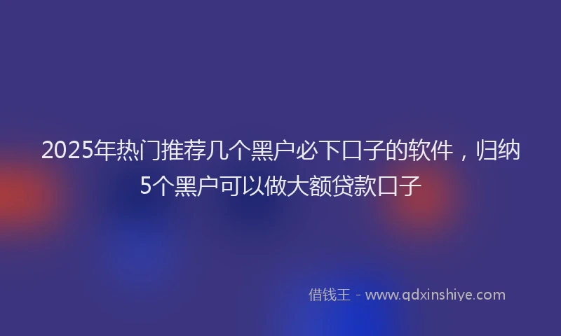 2025年热门推荐几个黑户必下口子的软件，归纳5个黑户可以做大额贷款口子