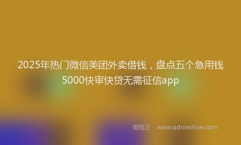 2025年热门微信美团外卖借钱，盘点五个急用钱5000快审快贷无需征信app