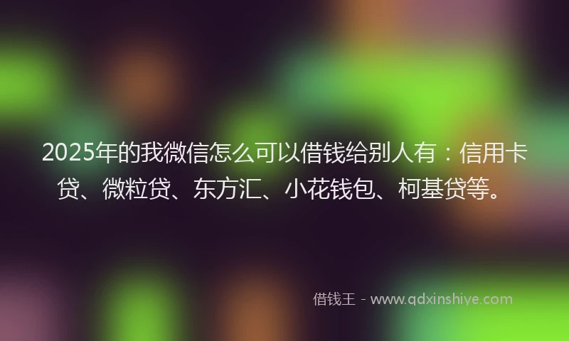 2025年的我微信怎么可以借钱给别人有：信用卡贷、微粒贷、东方汇、小花钱包、柯基贷等。