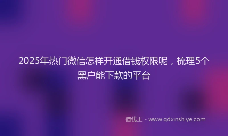 2025年热门微信怎样开通借钱权限呢，梳理5个黑户能下款的平台