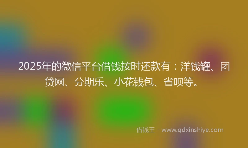 2025年的微信平台借钱按时还款有：洋钱罐、团贷网、分期乐、小花钱包、省呗等。