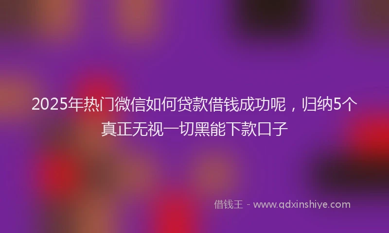 2025年热门微信如何贷款借钱成功呢，归纳5个真正无视一切黑能下款口子