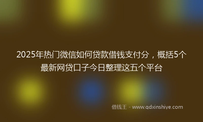 2025年热门微信如何贷款借钱支付分，概括5个最新网贷口子今日整理这五个平台