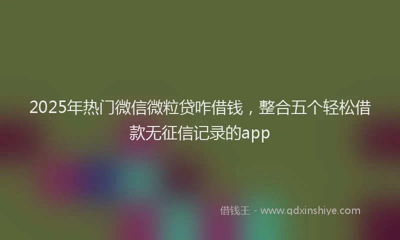 2025年热门微信微粒贷咋借钱，整合五个轻松借款无征信记录的app