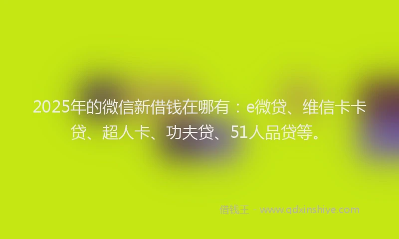 2025年的微信新借钱在哪有：e微贷、维信卡卡贷、超人卡、功夫贷、51人品贷等。