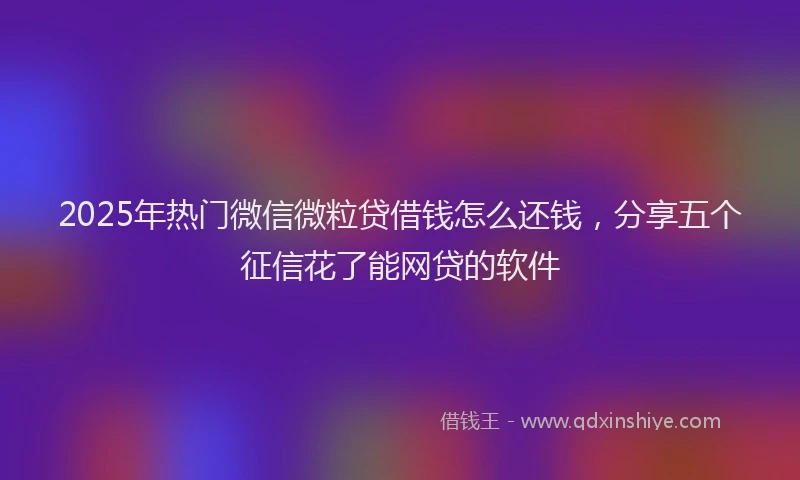 2025年热门微信微粒贷借钱怎么还钱，分享五个征信花了能网贷的软件