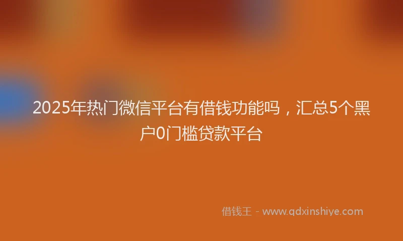 2025年热门微信平台有借钱功能吗，汇总5个黑户0门槛贷款平台
