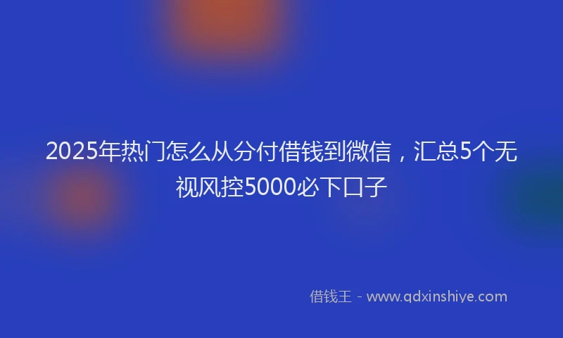 2025年热门怎么从分付借钱到微信，汇总5个无视风控5000必下口子